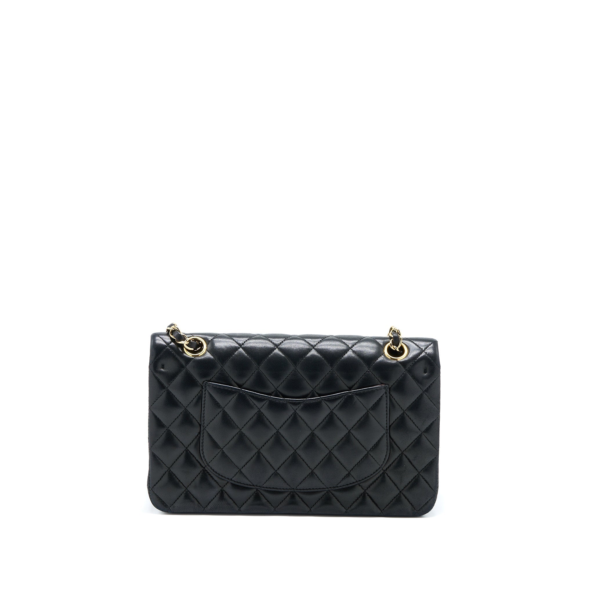 CHANEL MEDIUM CLASSIC DOUBLE FLAP BAG LAMBSKIN BLACK GHW
