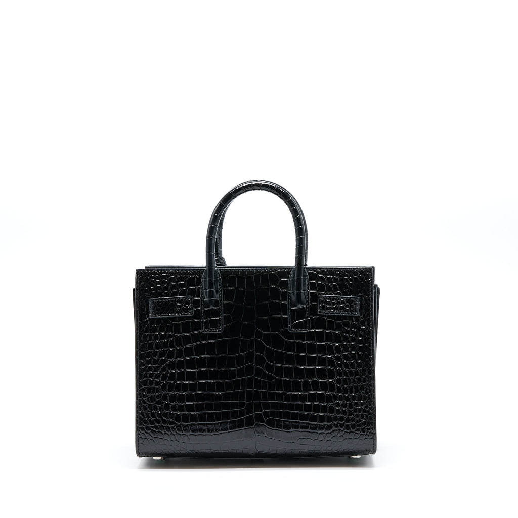 SAINT LAURENT/YSL SAC DE JOUR NANO CROC EMBOSSED BLACK SHW