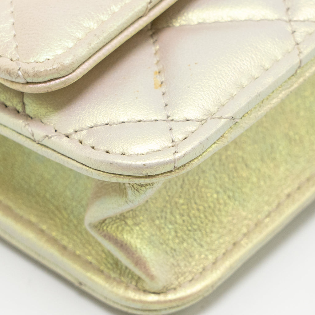 CHANEL WALLET ON CHAIN LAMBSKIN IRIDESCENT IVORY LGHW