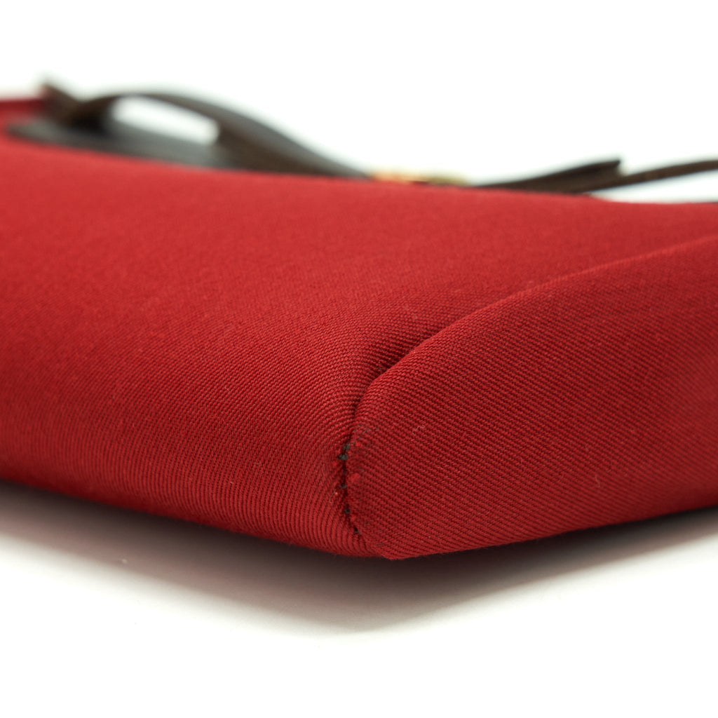 HERMES HERBAG CLUTCH BAG CANVAS ORANGE/RED
