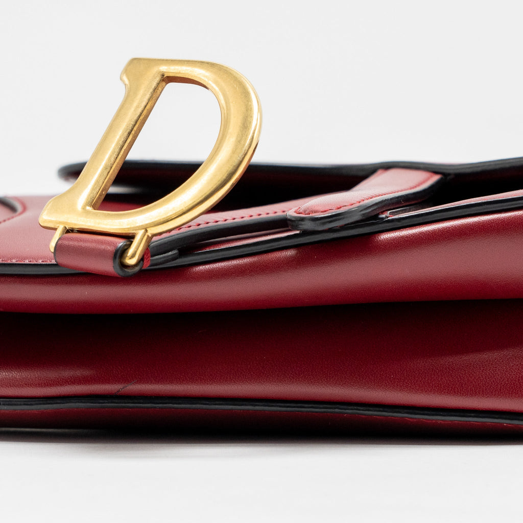 DIOR MINI SADDLE BAG CALFSKIN RED GHW