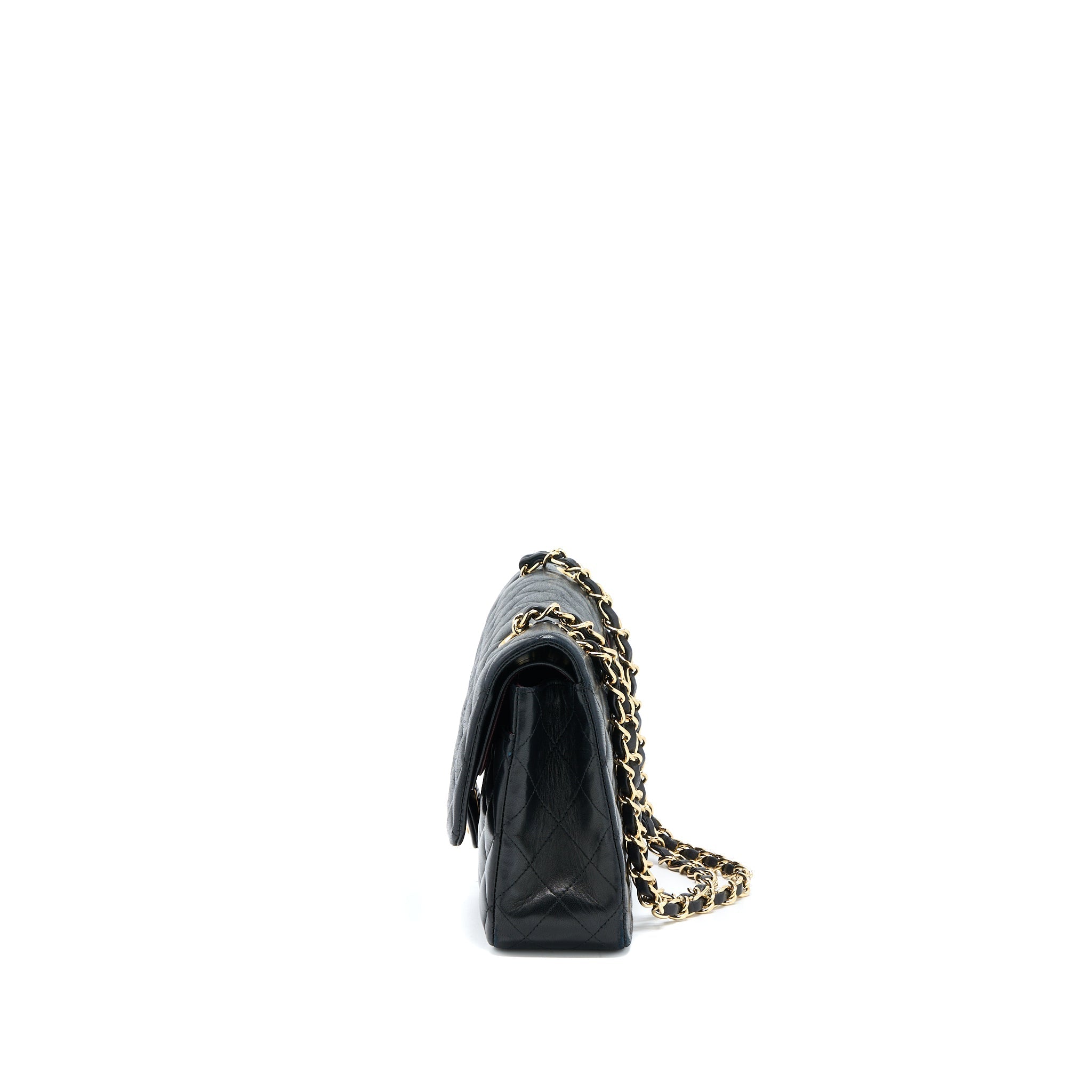 CHANEL MEDIUM CLASSIC DOUBLE FLAP BAG LAMBSKIN BLACK GHW