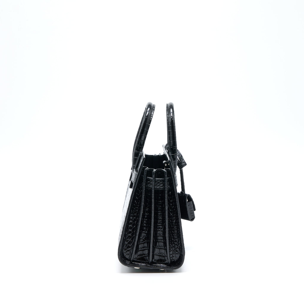 SAINT LAURENT/YSL SAC DE JOUR NANO CROC EMBOSSED BLACK SHW
