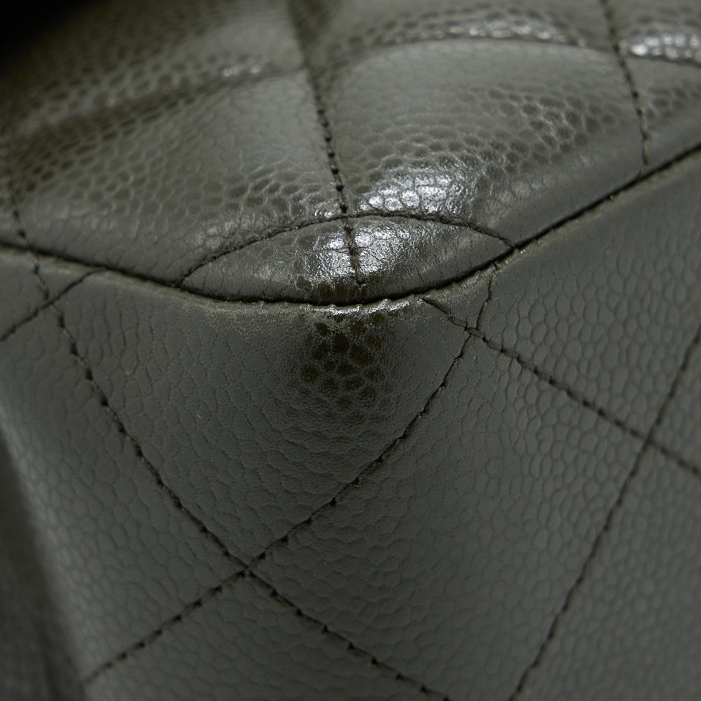 CHANEL CLASSIC JUMBO DOUBLE FLAP BAG CAVIAR OLIVE GREEN GHW