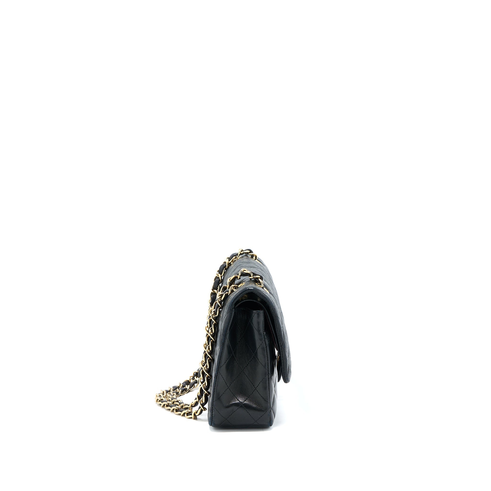 CHANEL MEDIUM CLASSIC DOUBLE FLAP BAG LAMBSKIN BLACK GHW