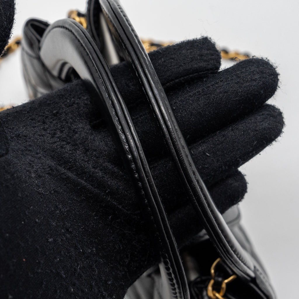 CHANEL 23K MINI KELLY SHOPPING TOTE BAG CALFSKIN BLACK GHW (MICROCHIP)