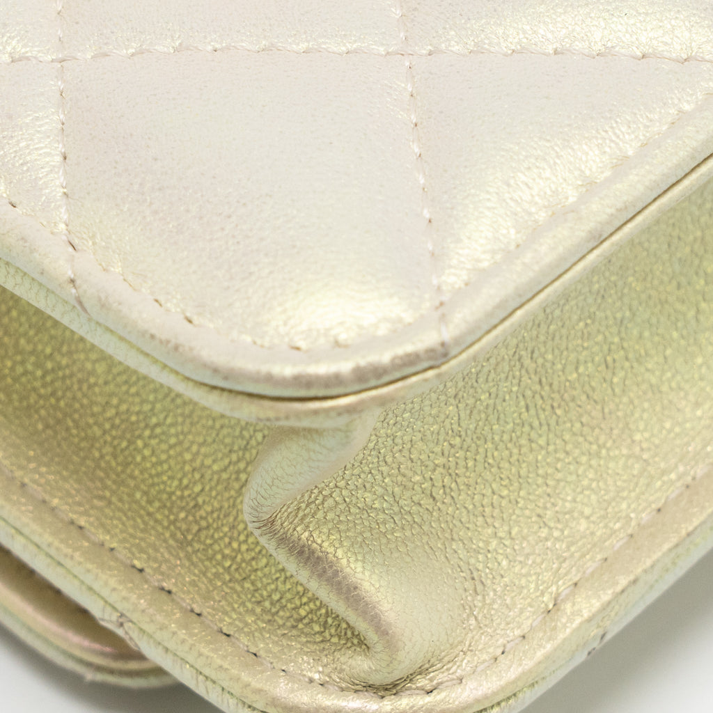 CHANEL WALLET ON CHAIN LAMBSKIN IRIDESCENT IVORY LGHW