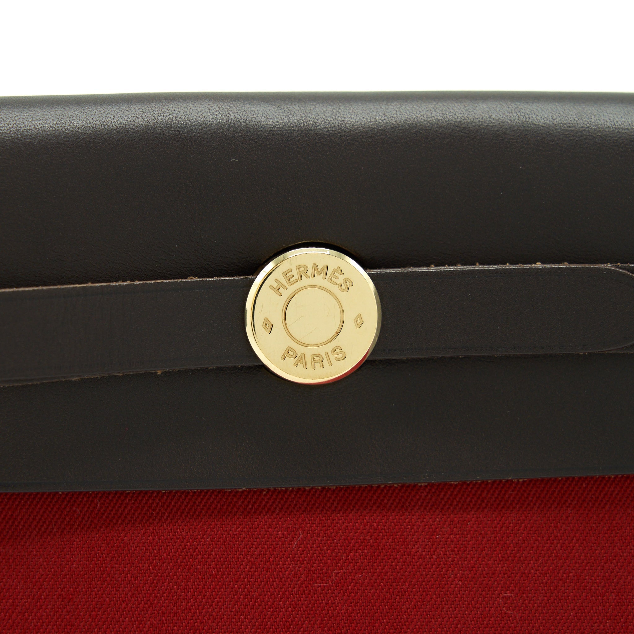 HERMES HERBAG CLUTCH BAG CANVAS ORANGE/RED