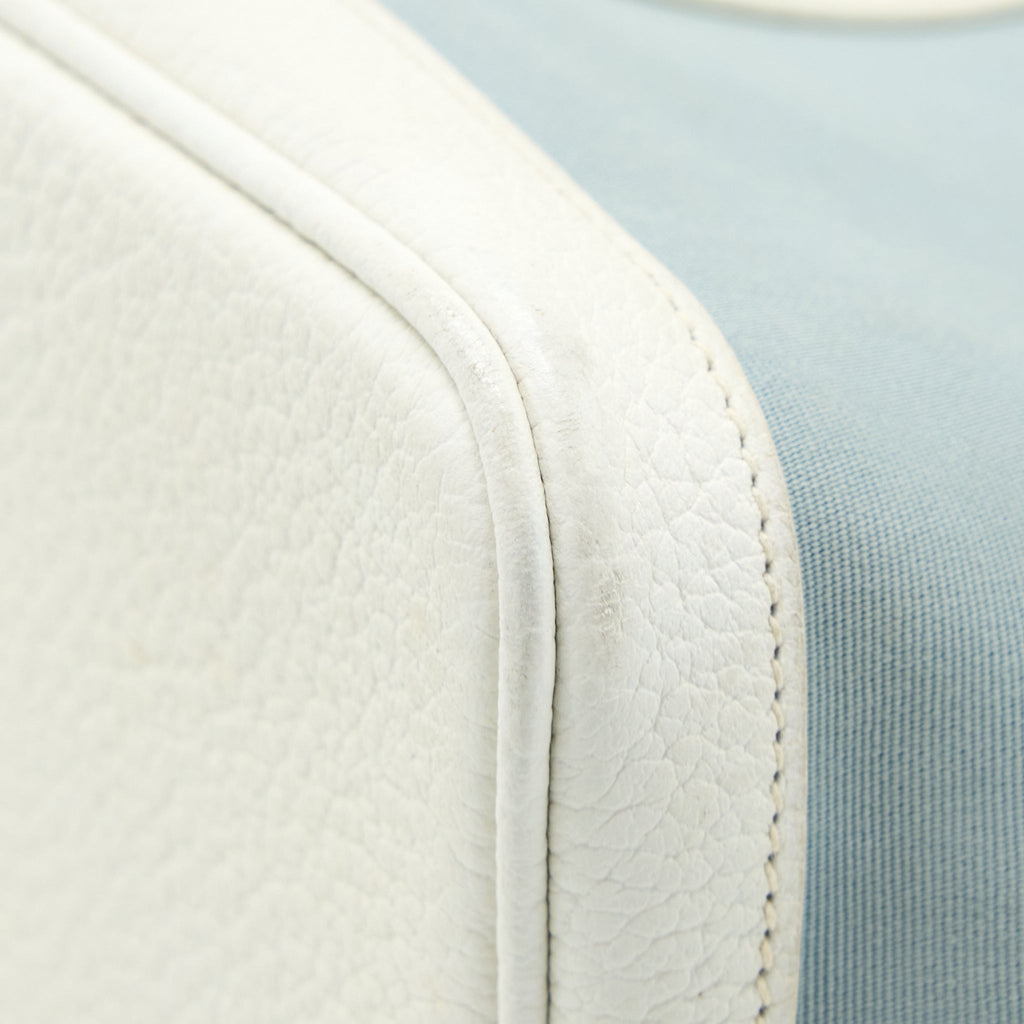 HERMES GARDEN PARTY 36 LEATHER/CANVAS LIGHT BLUE/BLANC SHW