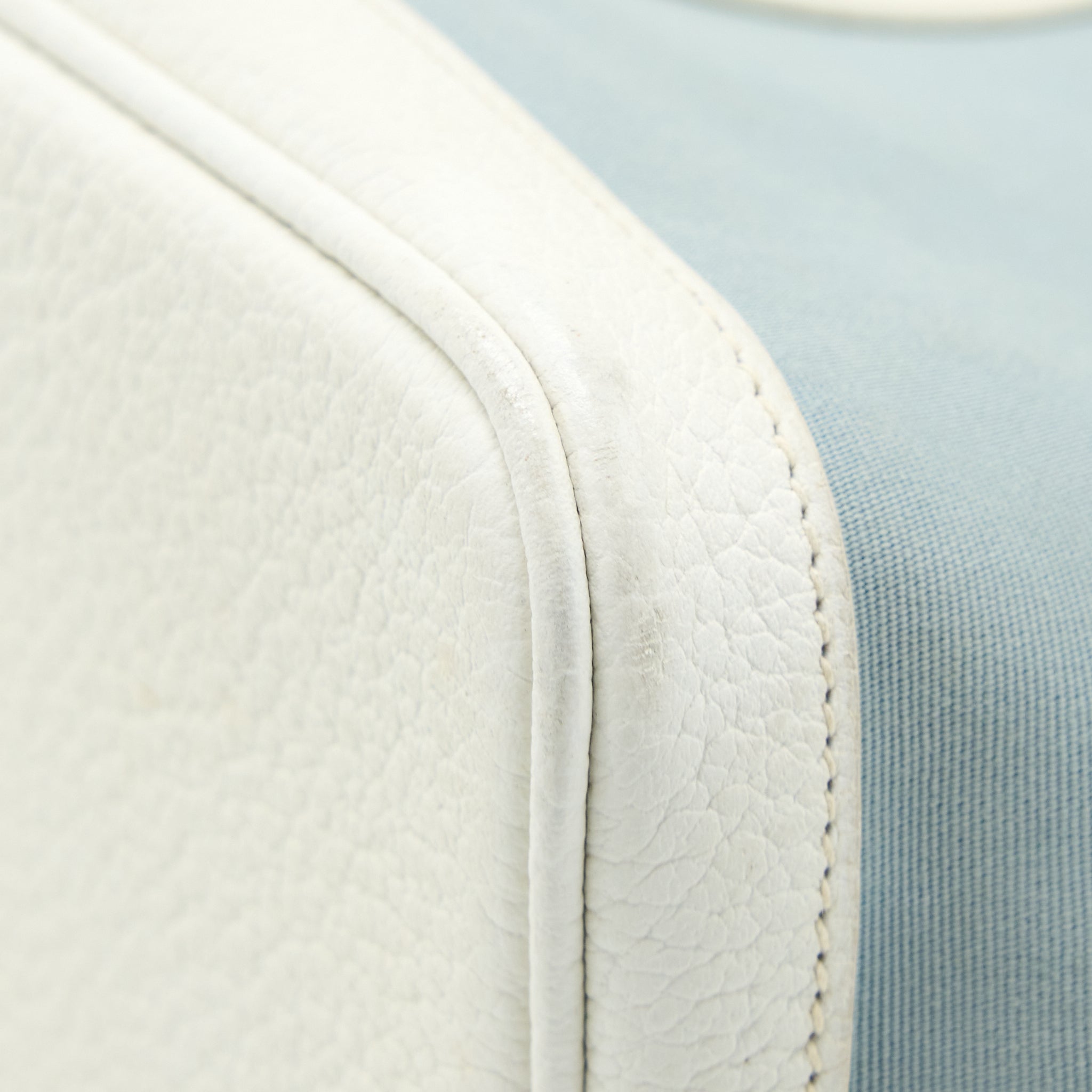 HERMES GARDEN PARTY 36 LEATHER/CANVAS LIGHT BLUE/BLANC SHW