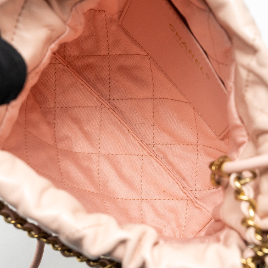 CHANEL MINI 22 BAG SHINY CALFSKIN PINK GHW (MICROCHIP)
