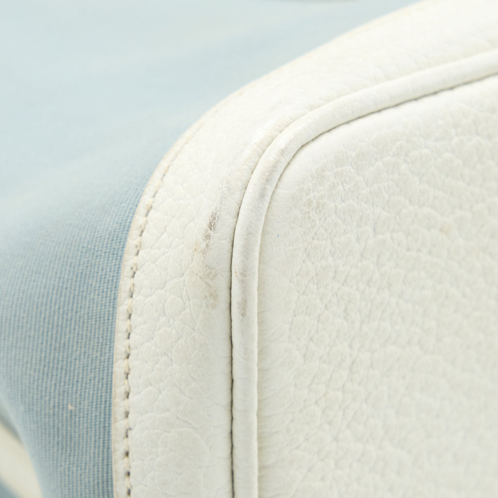 HERMES GARDEN PARTY 36 LEATHER/CANVAS LIGHT BLUE/BLANC SHW