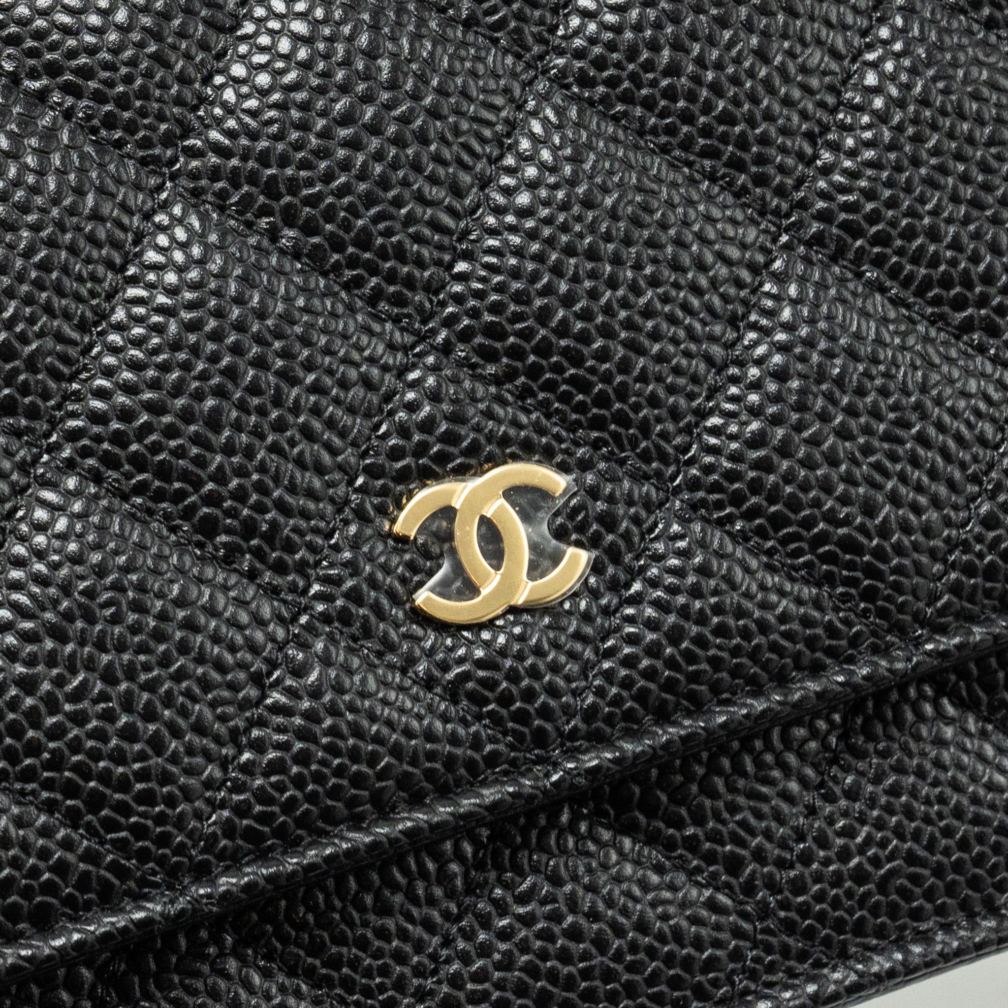 CHANEL CLASSIC WALLET ON CHAIN CAVIAR BLACK GHW (MICROCHIP)