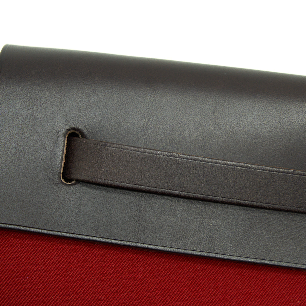 HERMES HERBAG CLUTCH BAG CANVAS ORANGE/RED