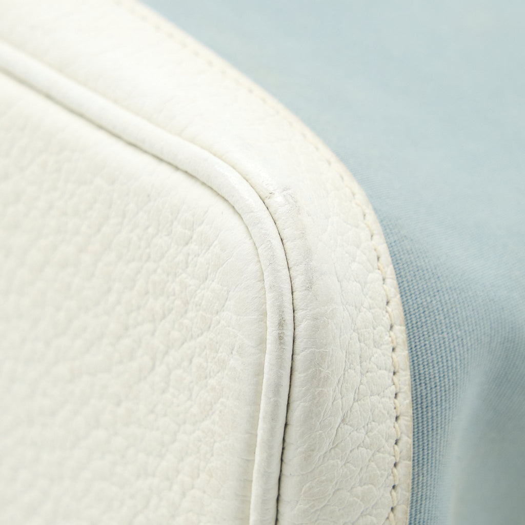 HERMES GARDEN PARTY 36 LEATHER/CANVAS LIGHT BLUE/BLANC SHW