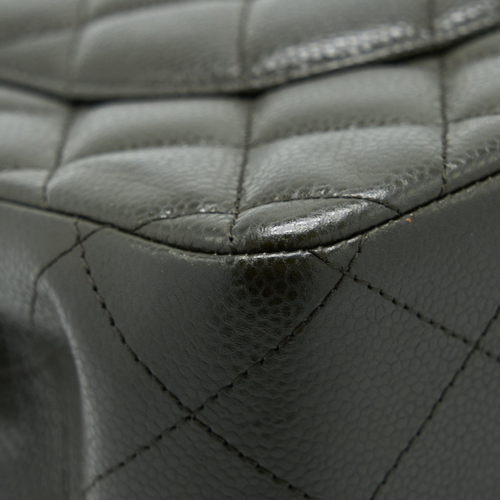 CHANEL CLASSIC JUMBO DOUBLE FLAP BAG CAVIAR OLIVE GREEN GHW