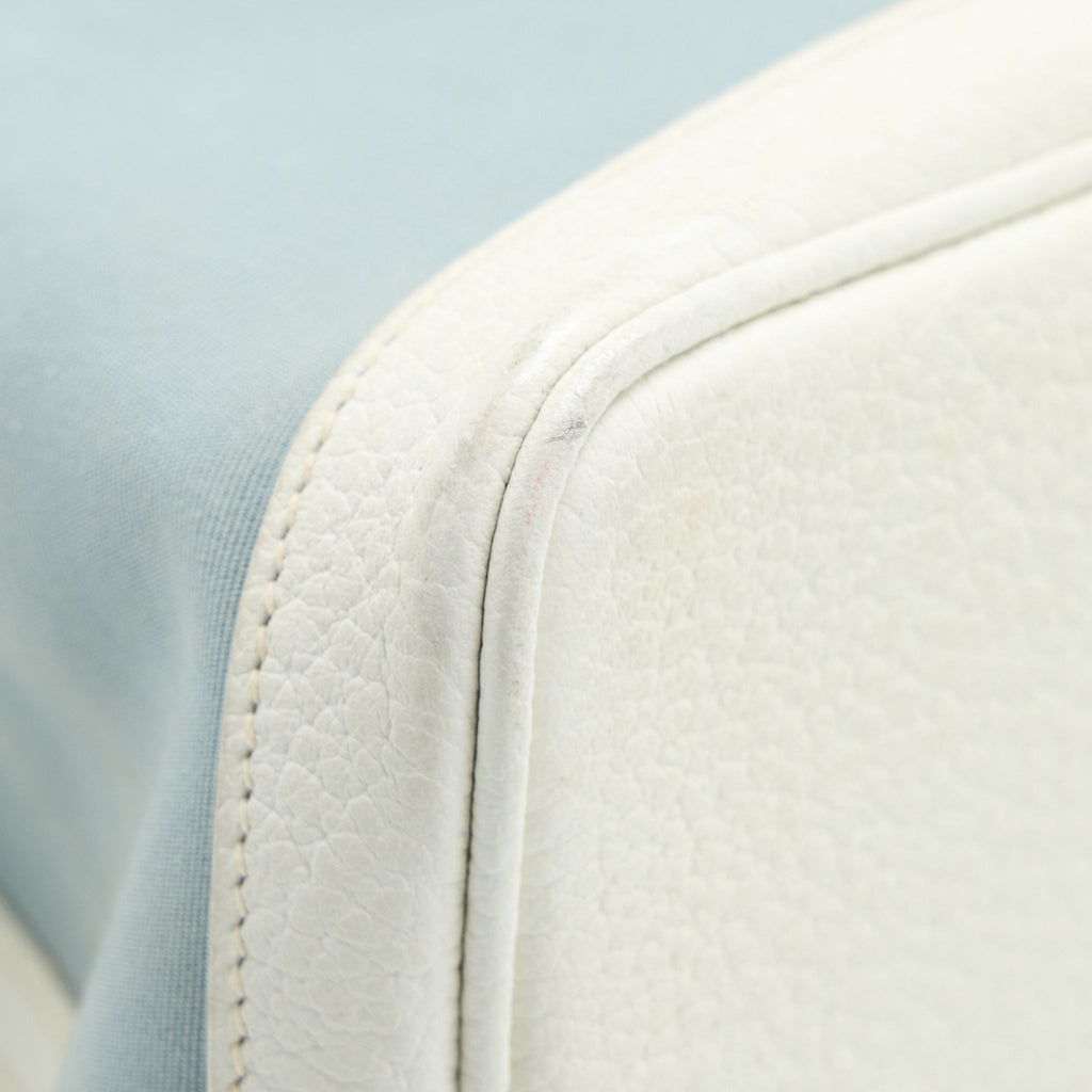HERMES GARDEN PARTY 36 LEATHER/CANVAS LIGHT BLUE/BLANC SHW