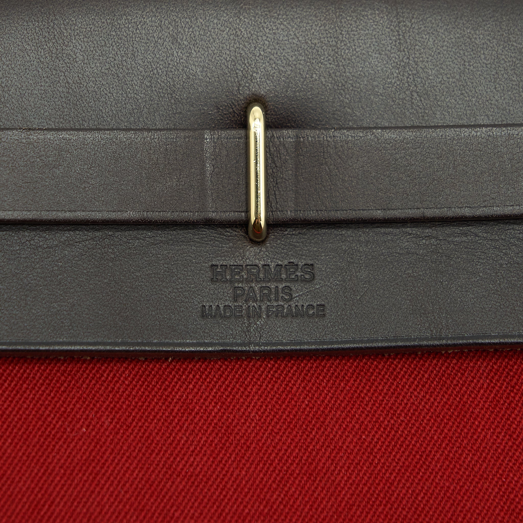 HERMES HERBAG CLUTCH BAG CANVAS ORANGE/RED