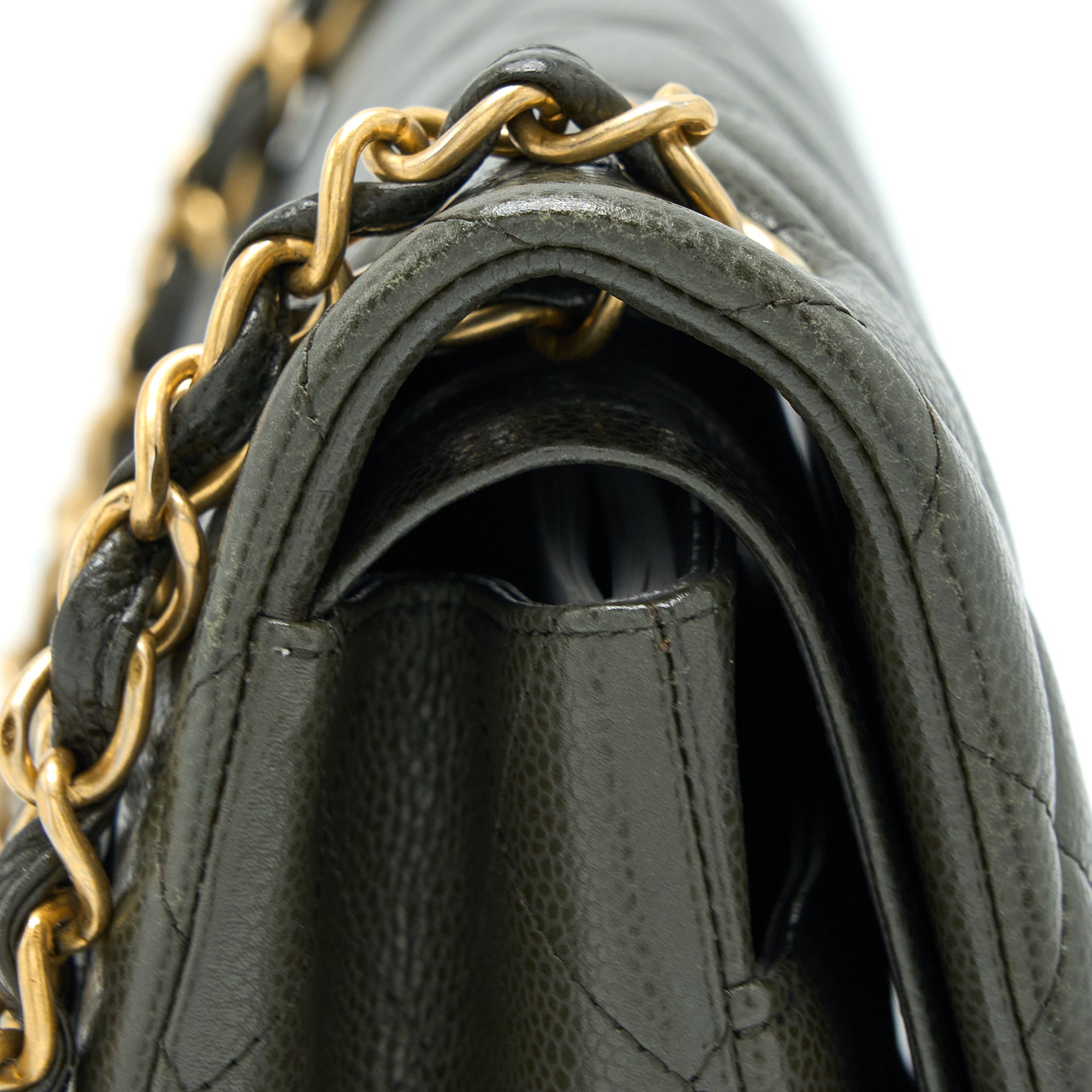 CHANEL CLASSIC JUMBO DOUBLE FLAP BAG CAVIAR OLIVE GREEN GHW