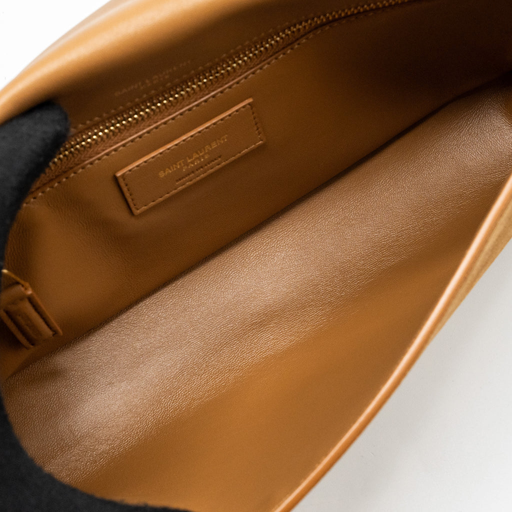 SAINT LAURENT KATE TASSEL CROSSBODY BAG SUEDE BROWN GHW