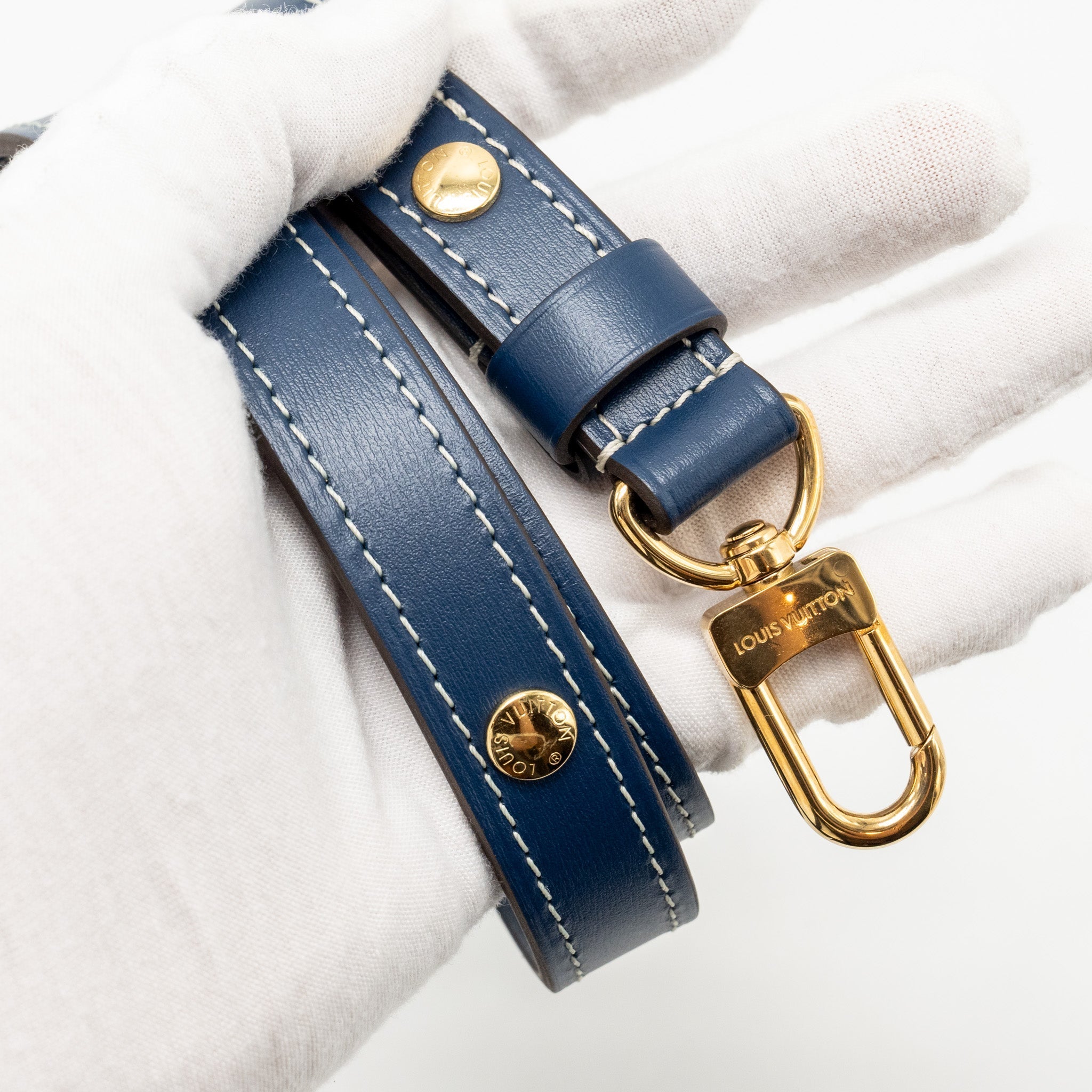 LOUIS VUITTON HALF-MOON LOOP BAGUETTE BAG DENIM BLUE GHW