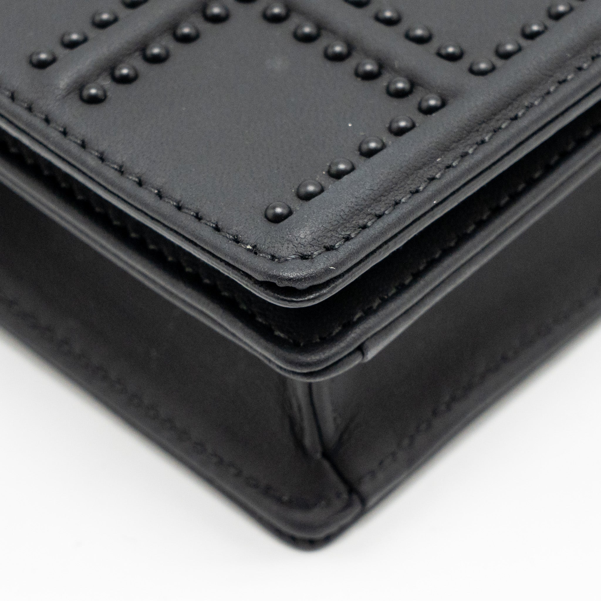 DIOR STUDDED DIORAMA WALLET ON CHAIN LEATHER SO BLACK