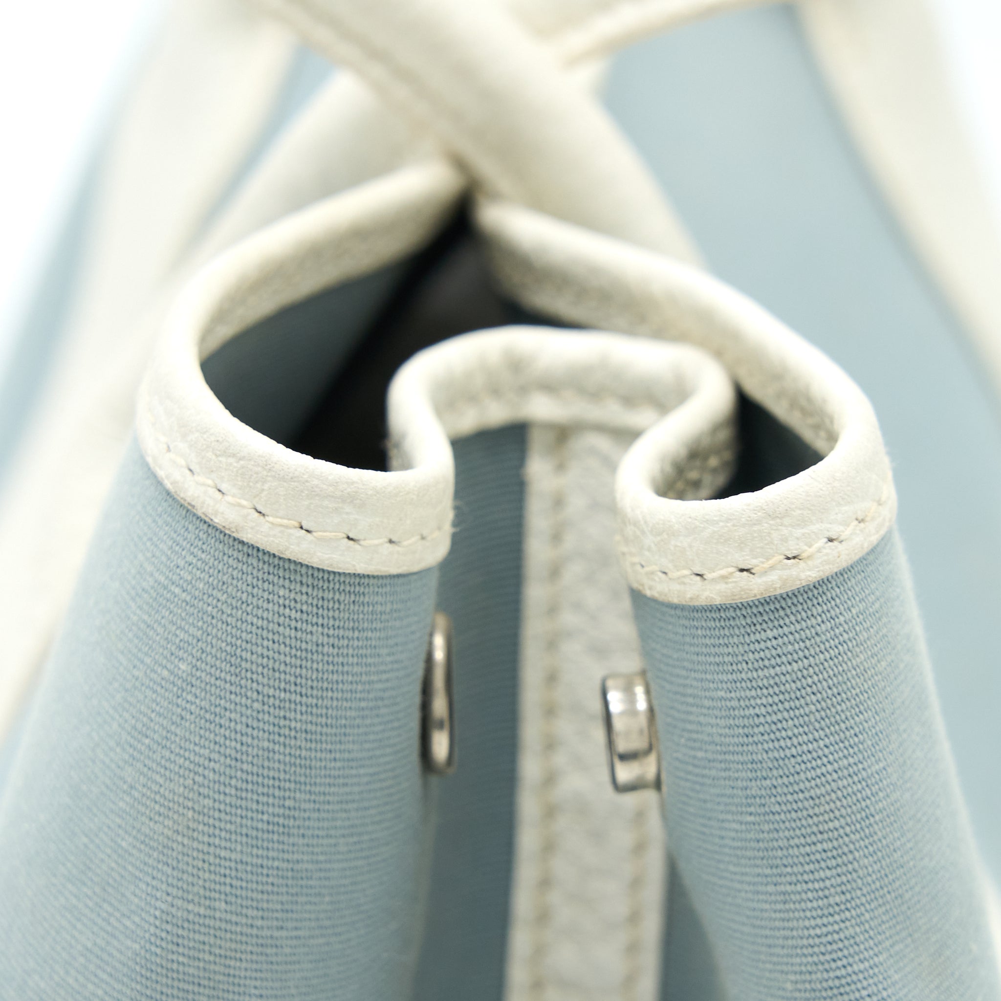 HERMES GARDEN PARTY 36 LEATHER/CANVAS LIGHT BLUE/BLANC SHW