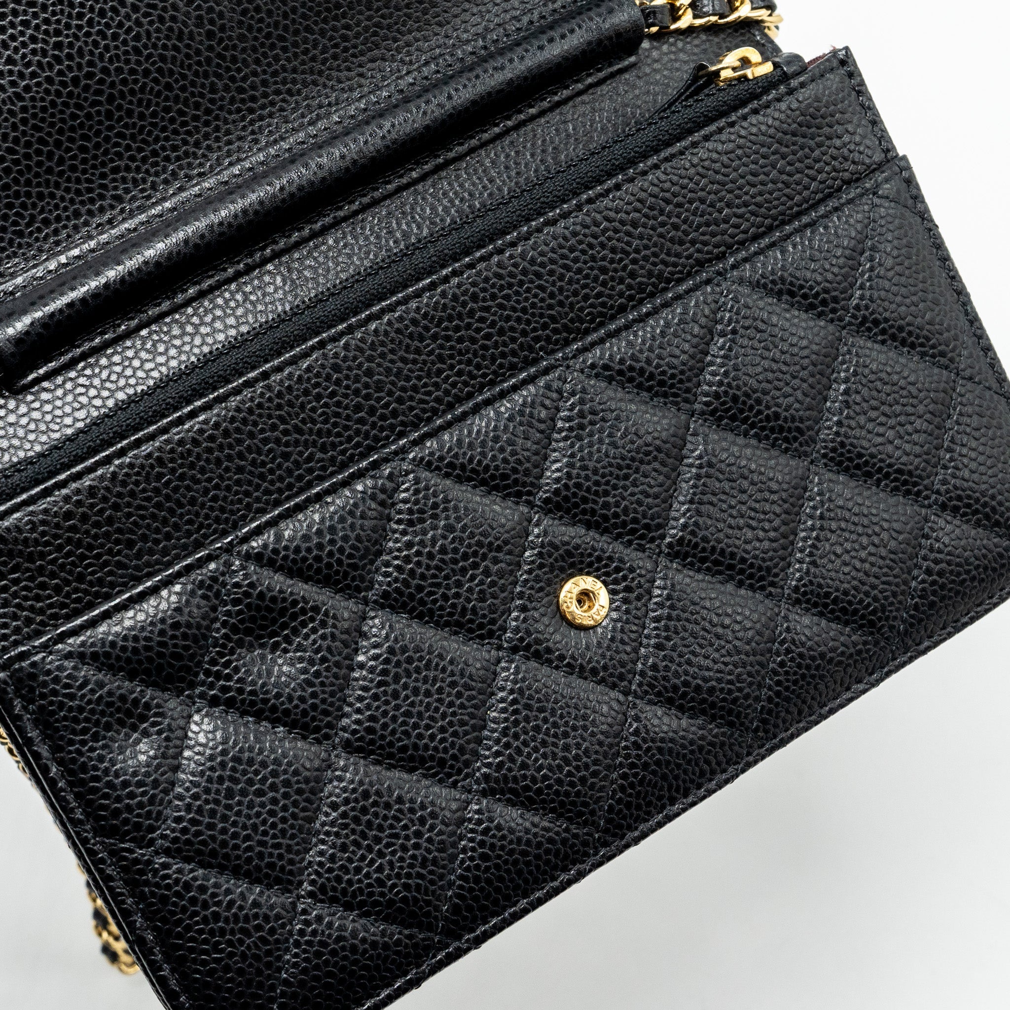 CHANEL CLASSIC WALLET ON CHAIN CAVIAR BLACK GHW