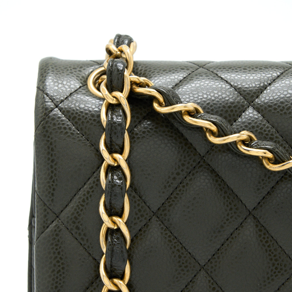 CHANEL CLASSIC JUMBO DOUBLE FLAP BAG CAVIAR OLIVE GREEN GHW