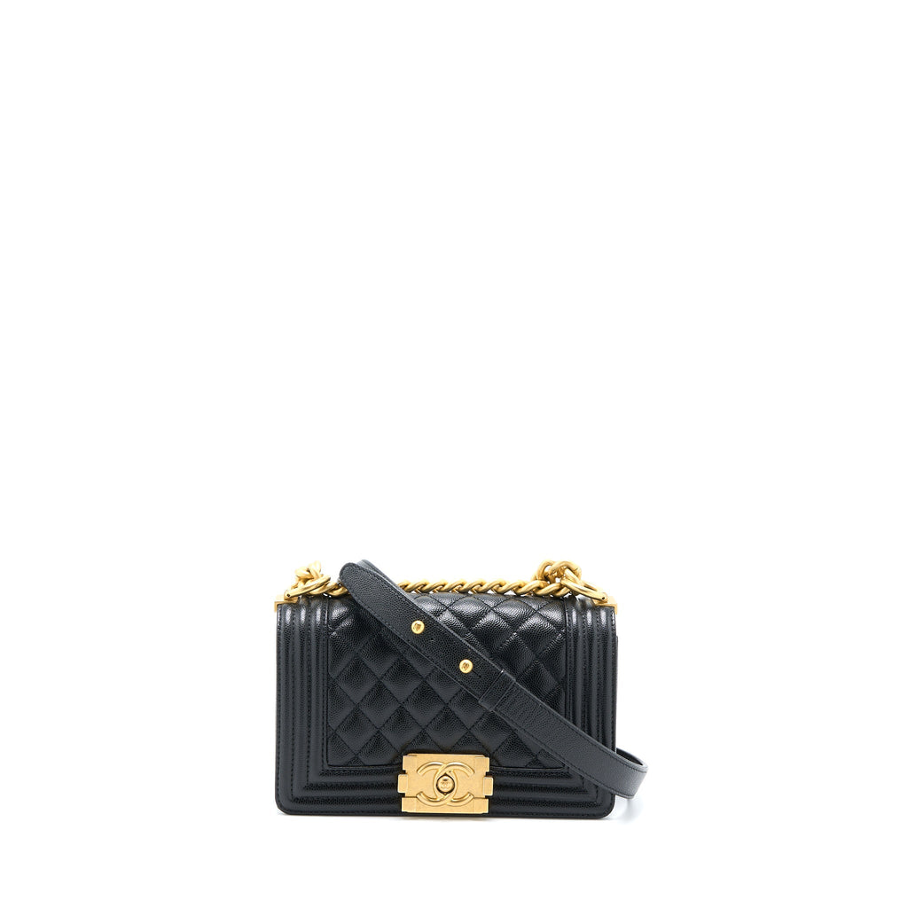 CHANEL SMALL BOY BAG CAVIAR BLACK GHW