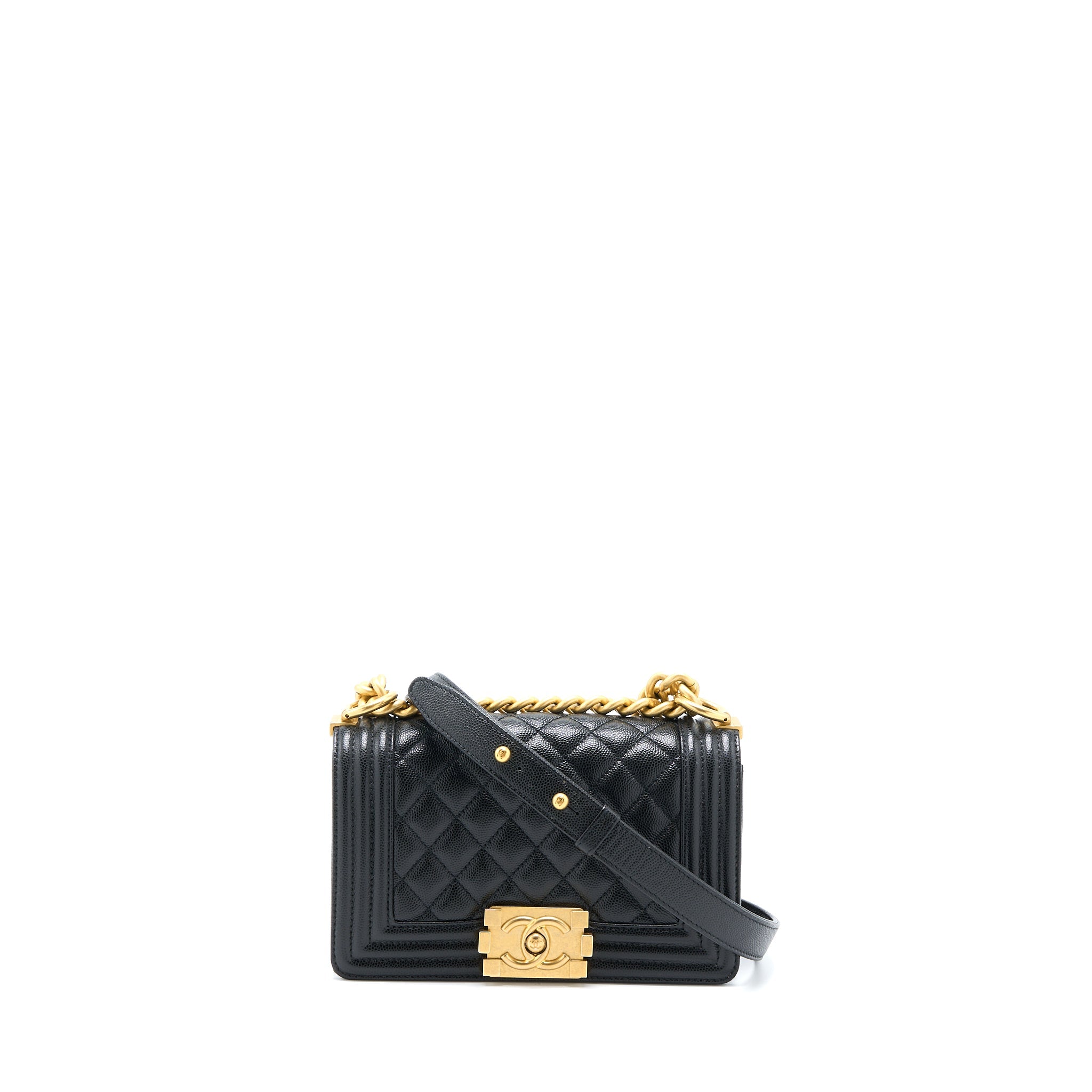 CHANEL SMALL BOY BAG CAVIAR BLACK GHW