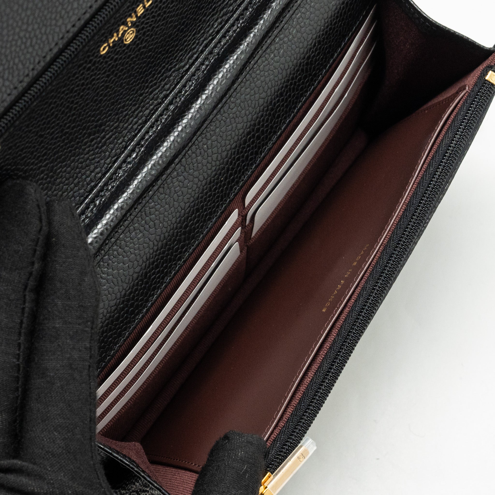 CHANEL CLASSIC WALLET ON CHAIN CAVIAR BLACK GHW (MICROCHIP)