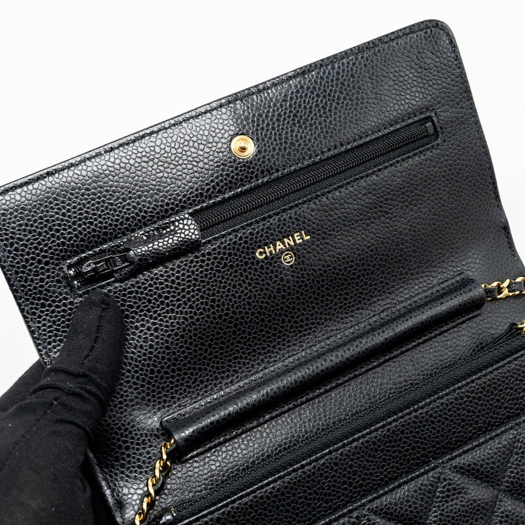 CHANEL CLASSIC WALLET ON CHAIN CAVIAR BLACK GHW