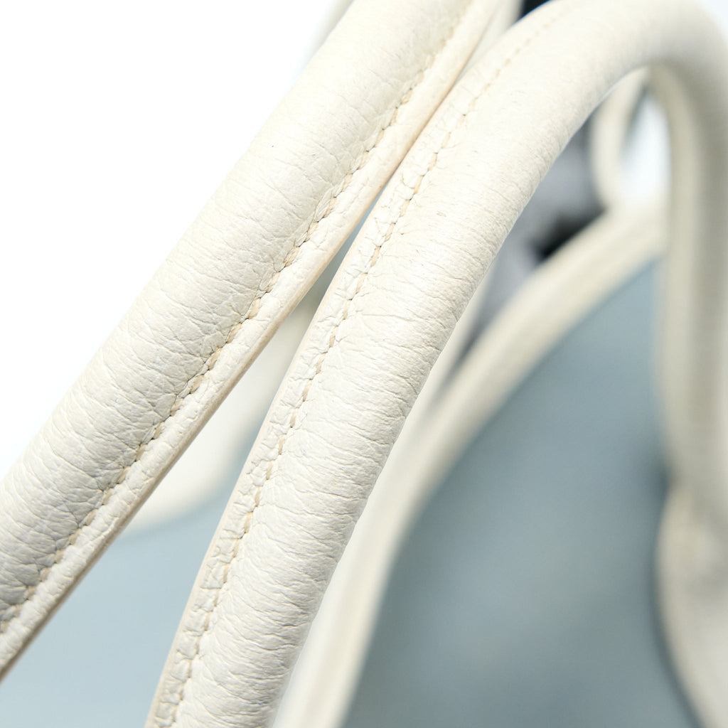 HERMES GARDEN PARTY 36 LEATHER/CANVAS LIGHT BLUE/BLANC SHW