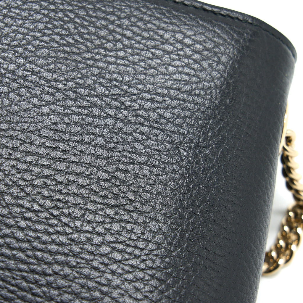 GUCCI INTERLOCKING SMALL SHOULDER BAG BLACK LGHW