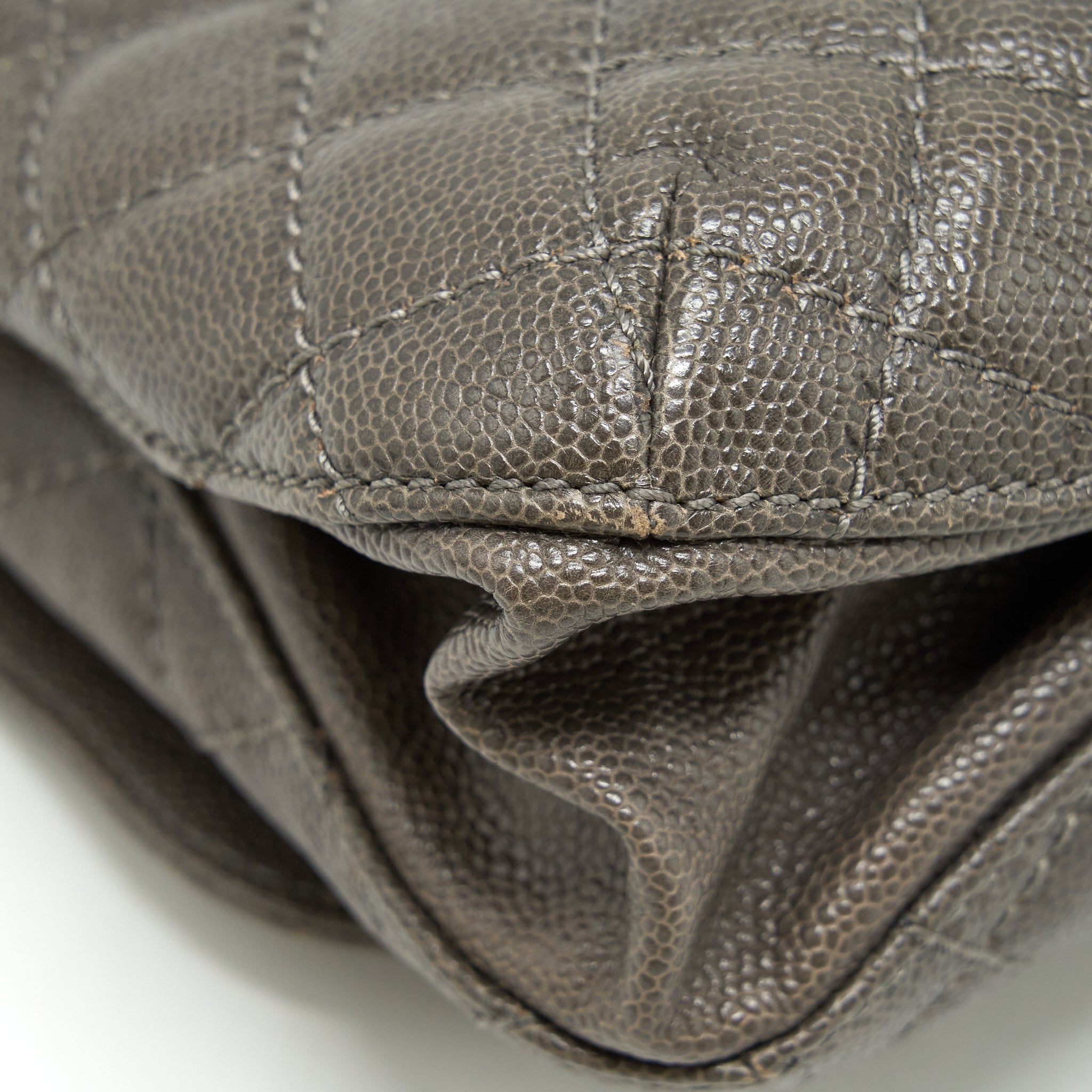 CHANEL FLAP BAG CAVIAR DARK GREY RUTHENIUM SLIVER HARDWARE