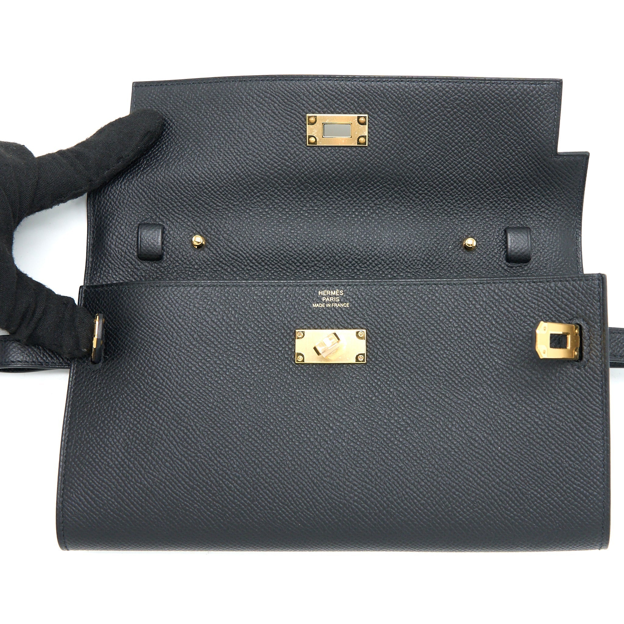 HERMES KELLY TO GO EPSOM BLACK GHW