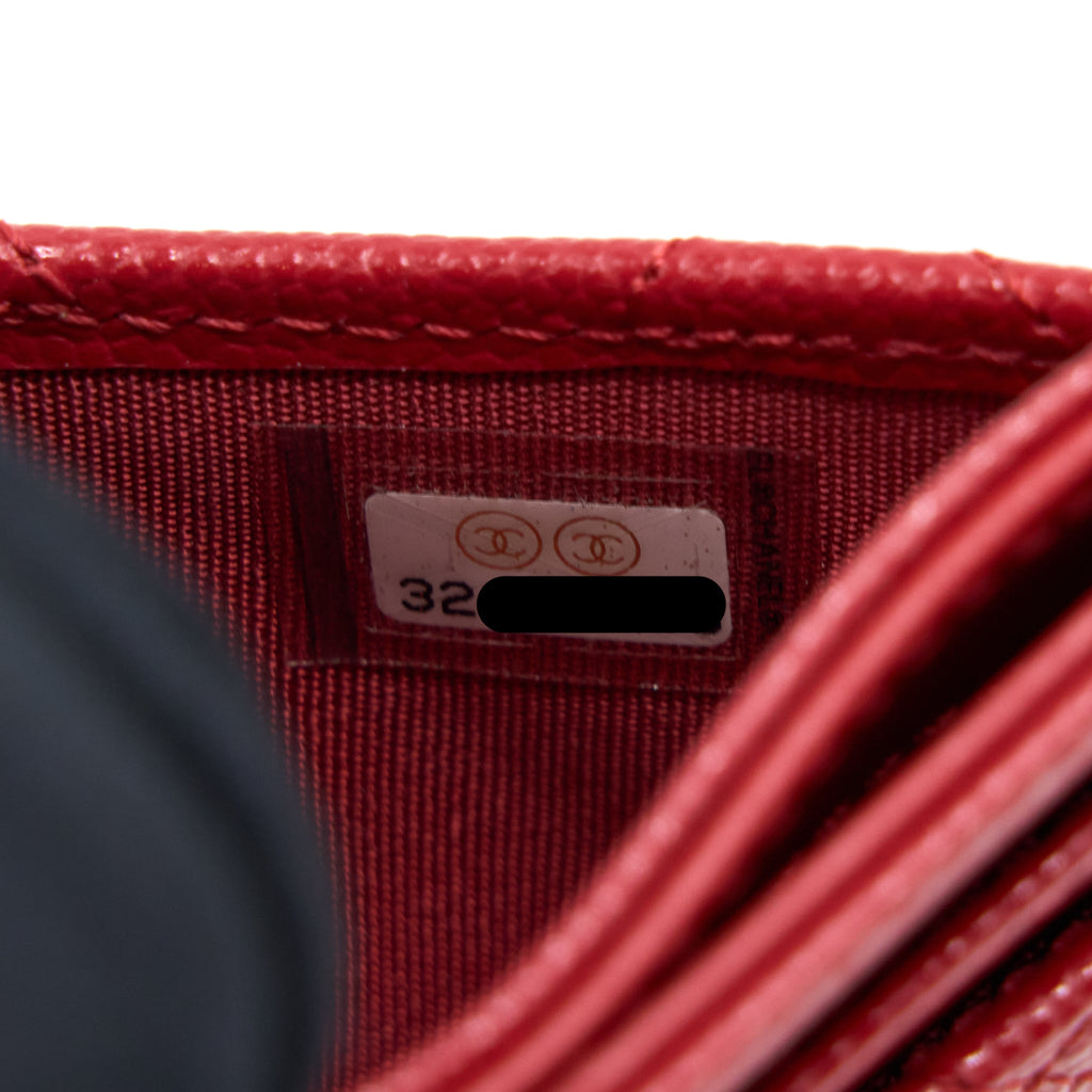 CHANEL CLASSIC CARD HOLDER CAVIAR RED WITH SHW