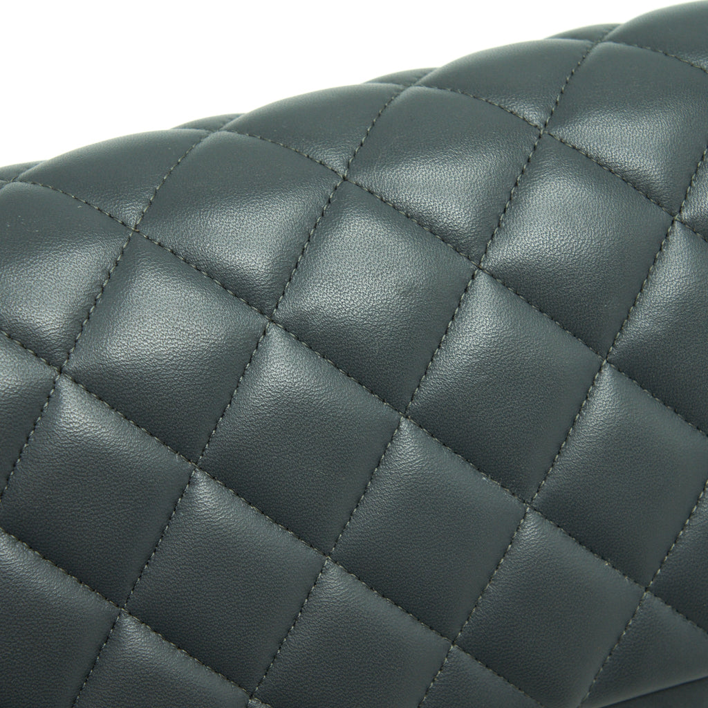 CHANEL JUMBO CLASSIC DOUBLE FLAP BAG LAMBSKIN GREY SHW