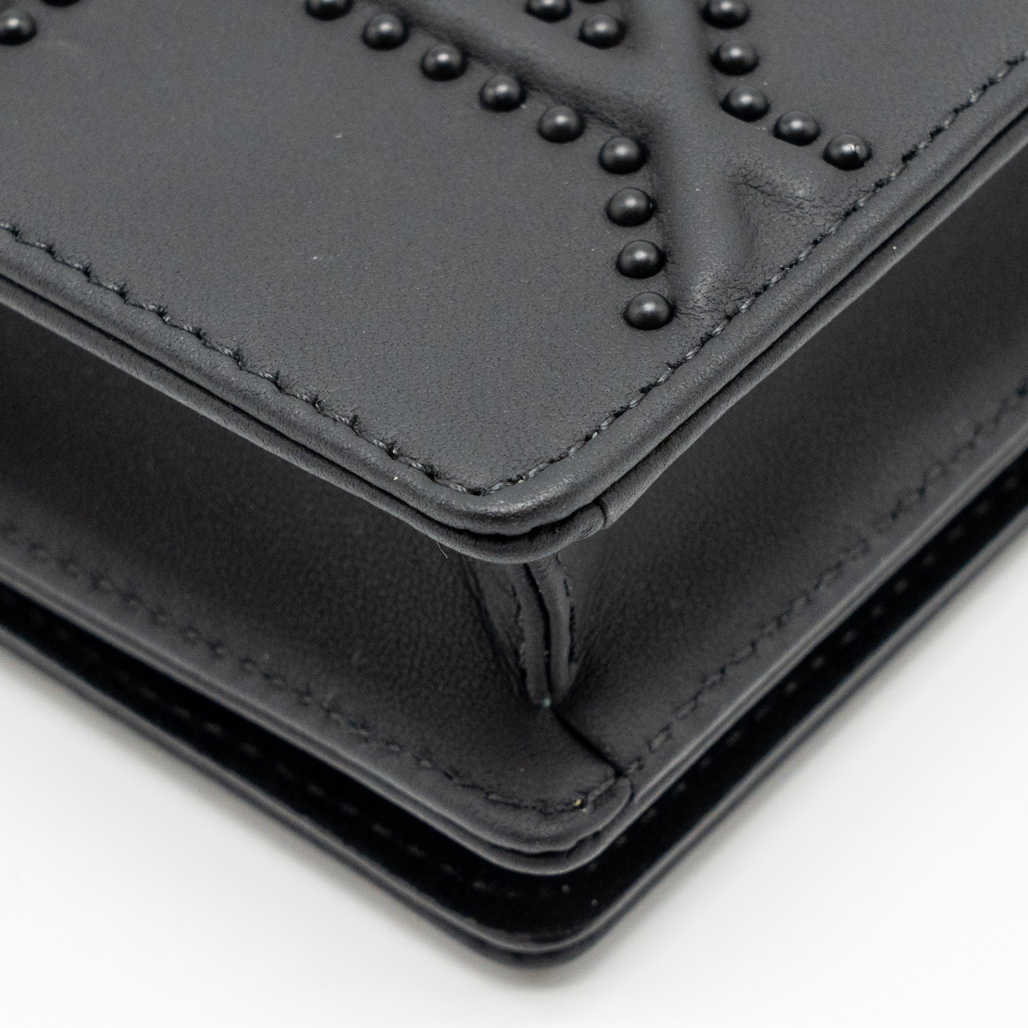 DIOR STUDDED DIORAMA WALLET ON CHAIN LEATHER SO BLACK