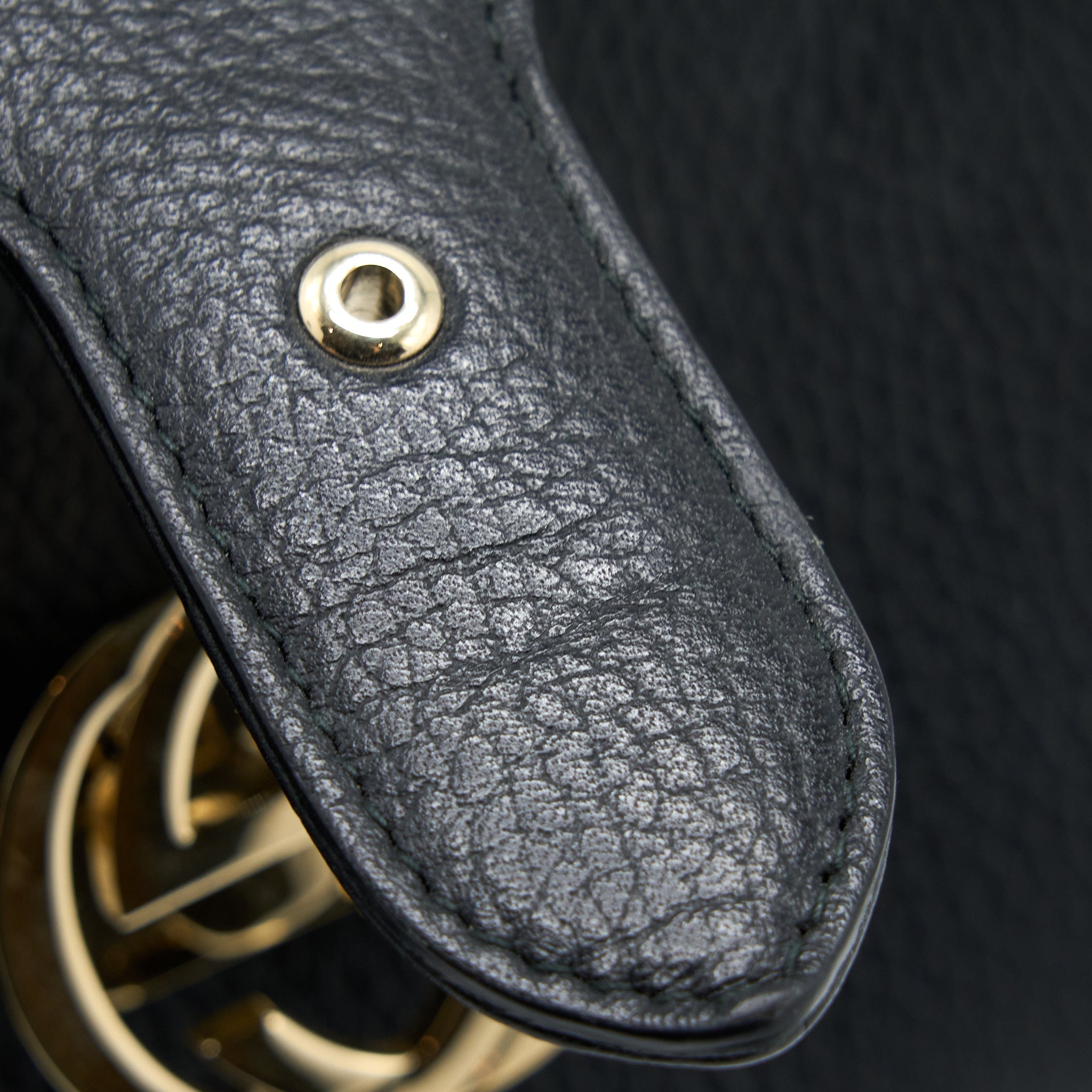 GUCCI INTERLOCKING SMALL SHOULDER BAG BLACK LGHW