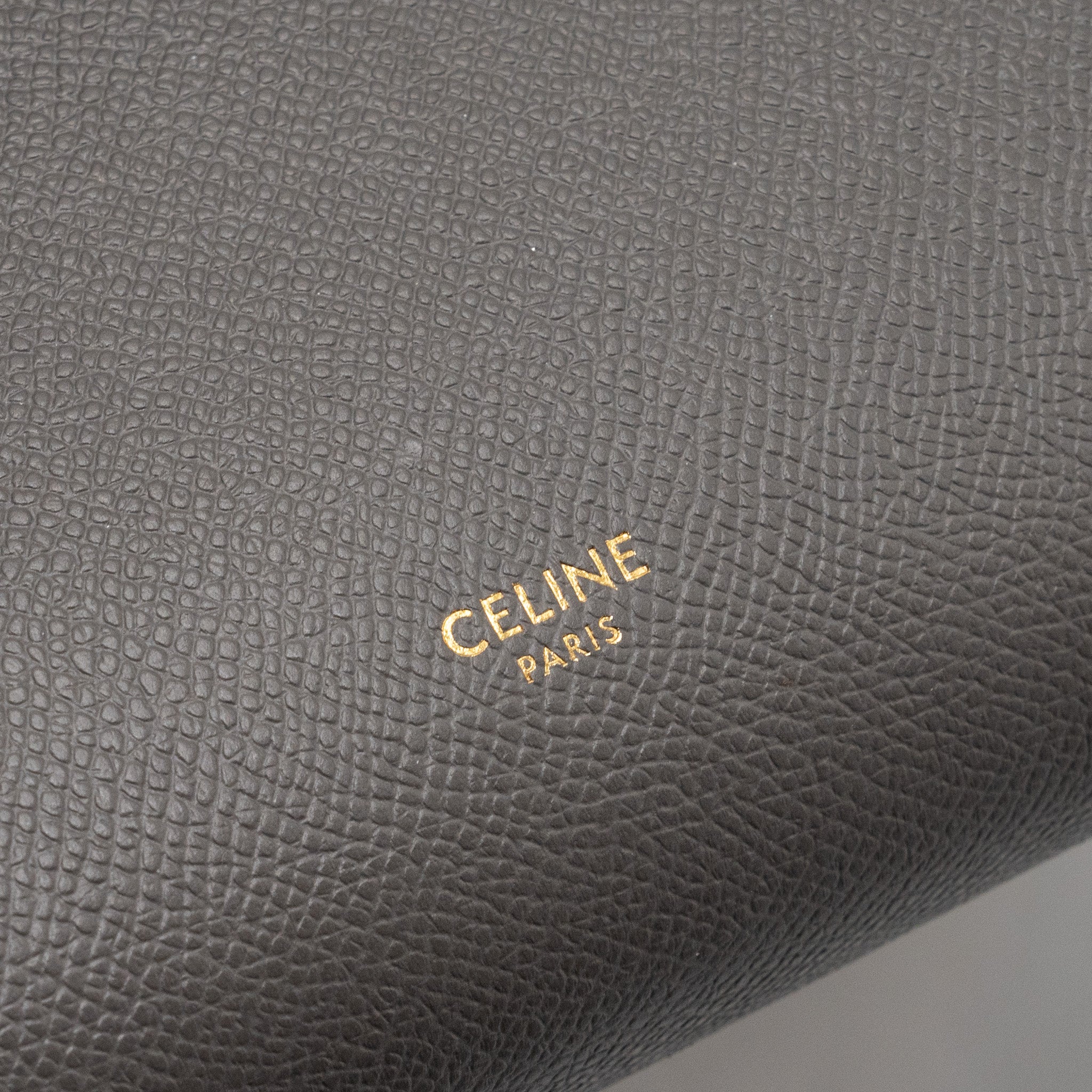 CELINE MINI BELT BAG GRAINED CALFSKIN DARK GREY GHW