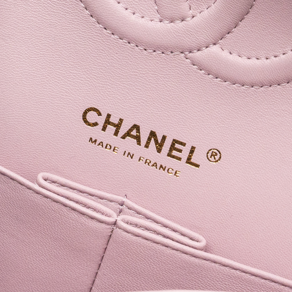 CHANEL 21S MEDIUM CLASSIC DOUBLE FLAP BAG CAVIAR LIGHT PINK LGWH