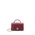 CHANEL 22A TOP HANDLE MINI RECTANGULAR FLAP BAG LAMBSKIN BURGUNDY LGHW