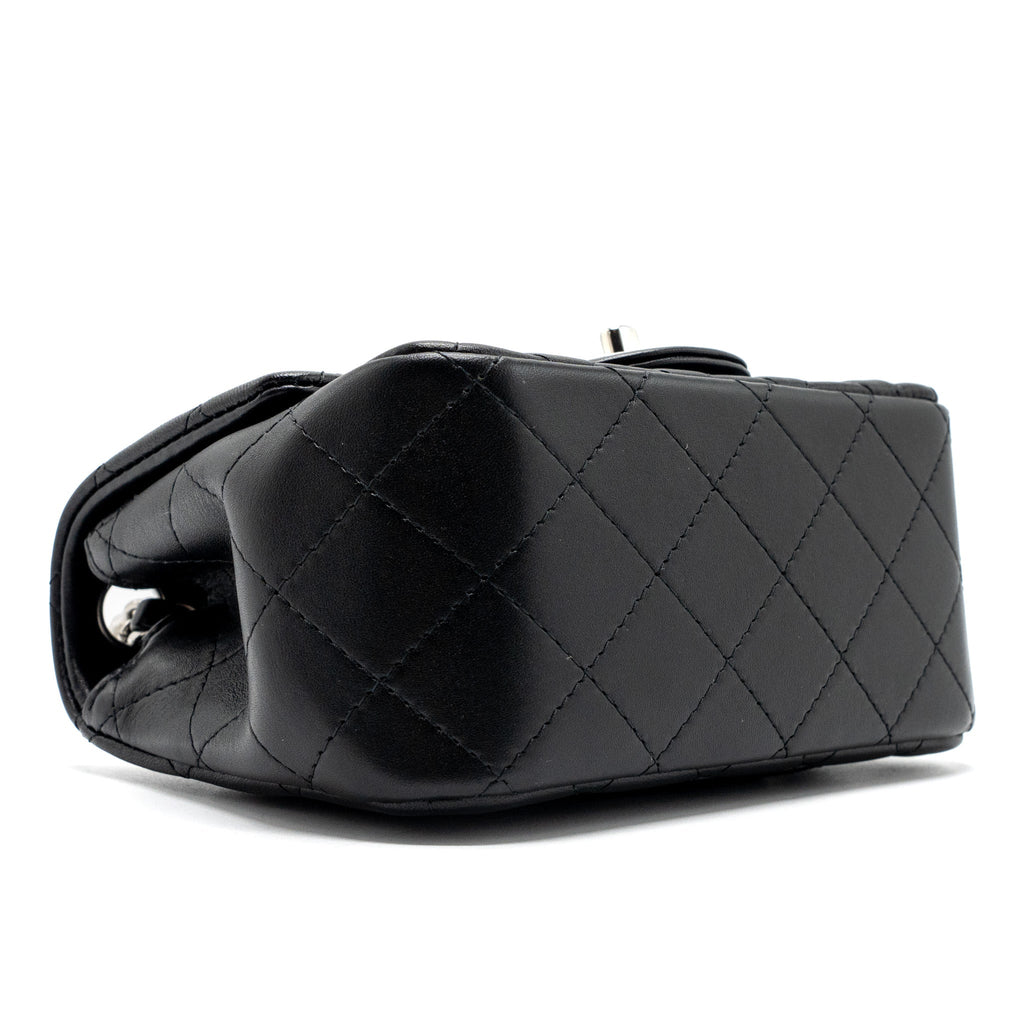 CHANEL MINI SQUARE FLAP BAG LAMBSKIN BLACK SHW (MICROCHIP)