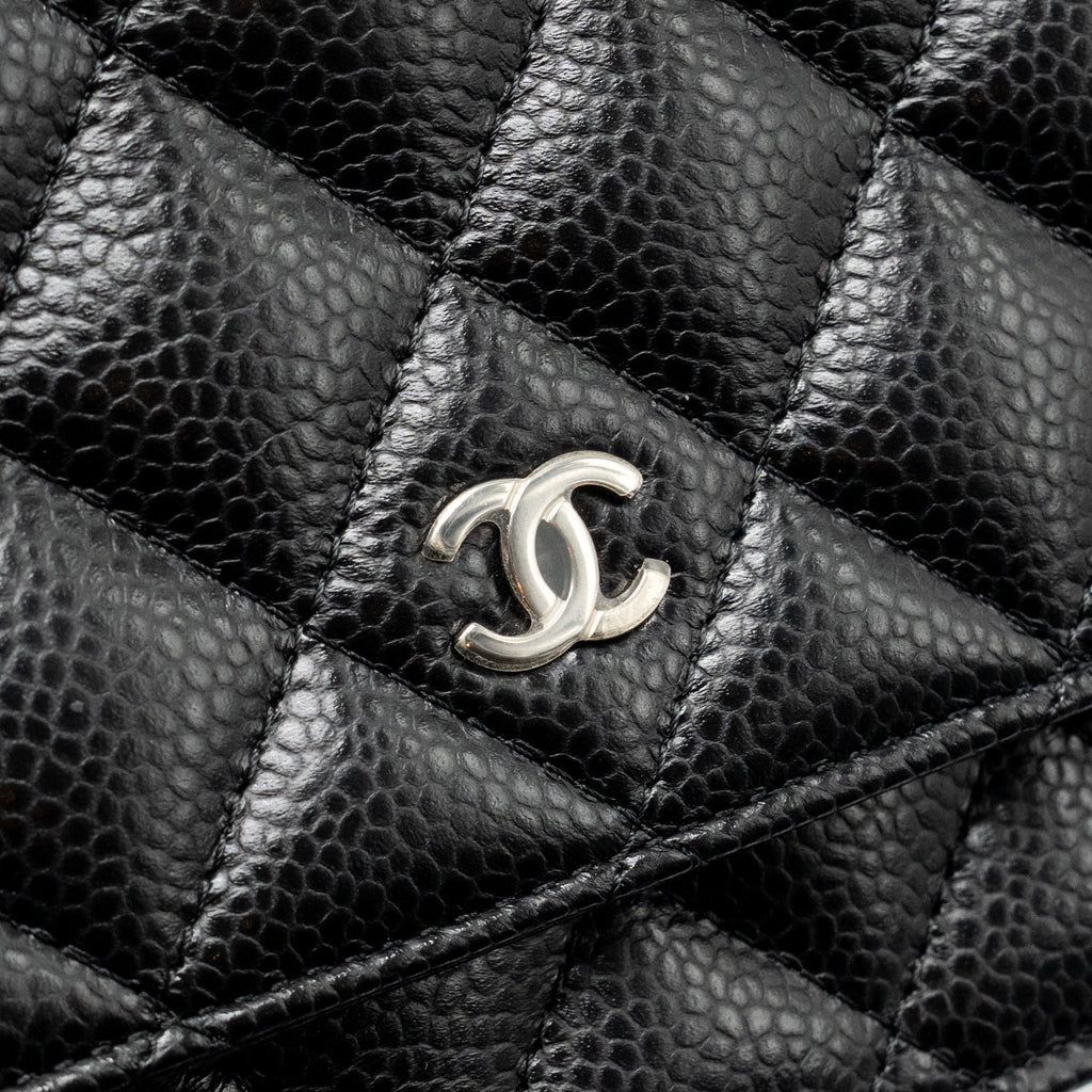 CHANEL CLASSIC WALLET ON CHAIN CAVIAR BLACK SHW (MICROCHIP)