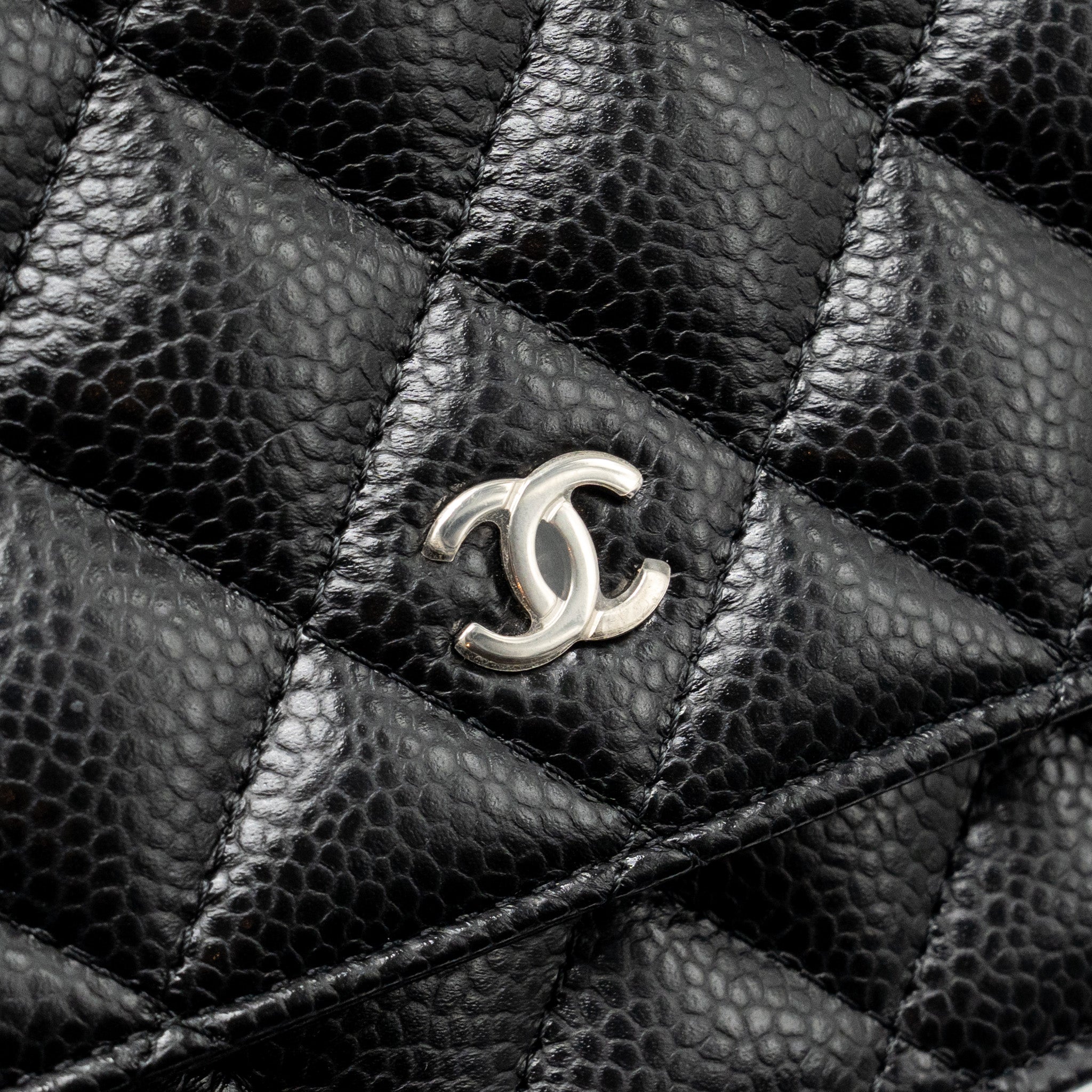 CHANEL CLASSIC WALLET ON CHAIN CAVIAR BLACK SHW (MICROCHIP)