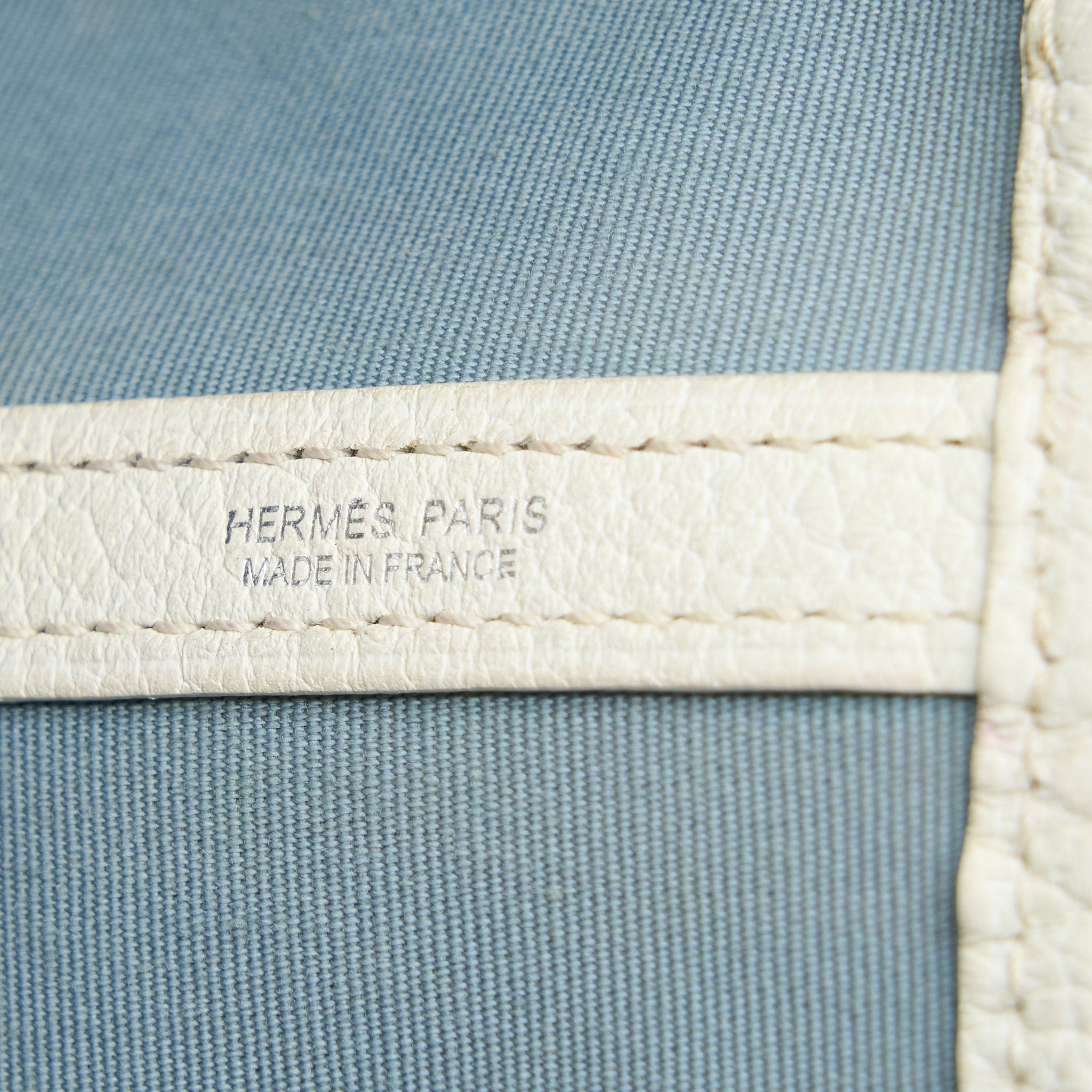 HERMES GARDEN PARTY 36 LEATHER/CANVAS LIGHT BLUE/BLANC SHW