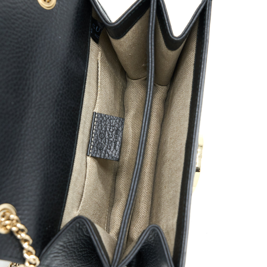 GUCCI INTERLOCKING SMALL SHOULDER BAG BLACK LGHW