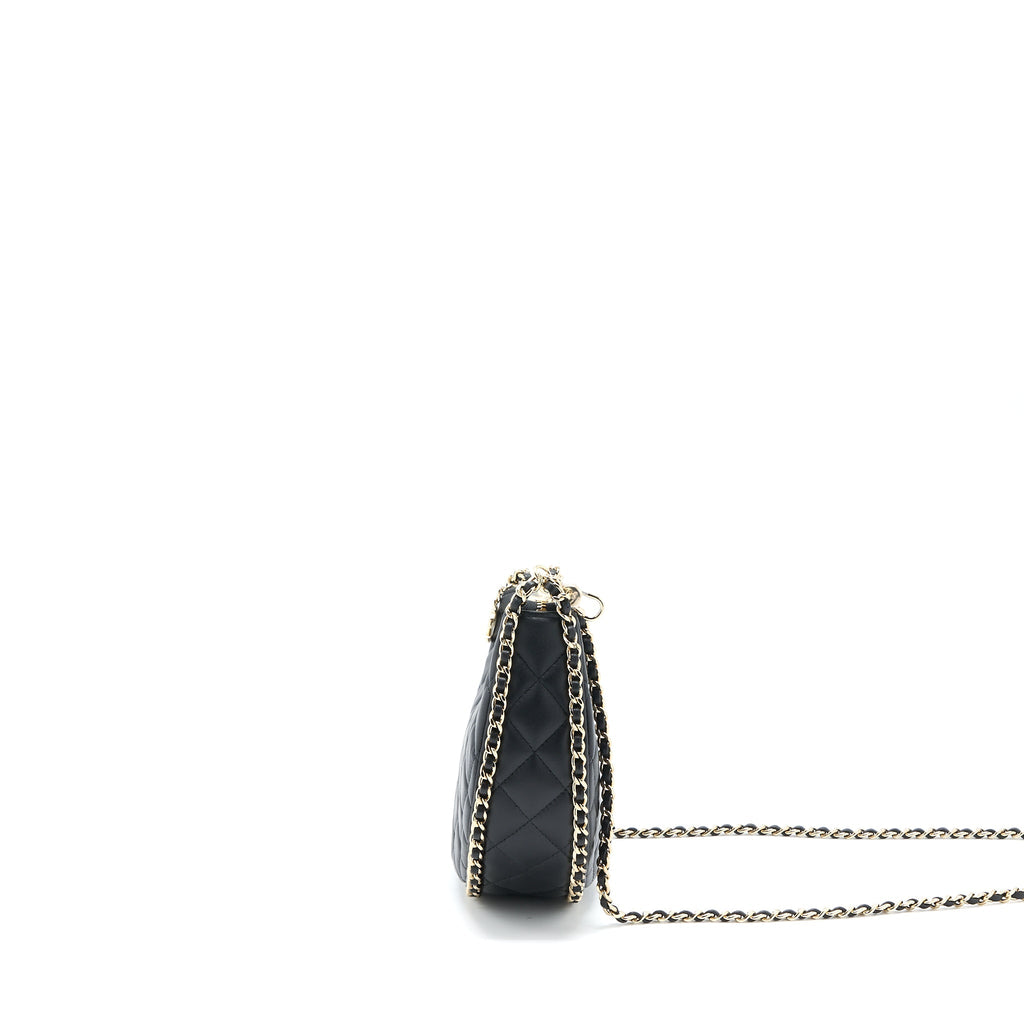 CHANEL SMALL MOON HOBO BAG LAMBSKIN BLACK LGHW (MICROCHIP)